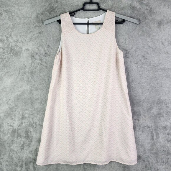 Women's Loft Outlet Sleeveless A Line Dress Diamond Pattern Pink & White Size S - Picture 2 of 9